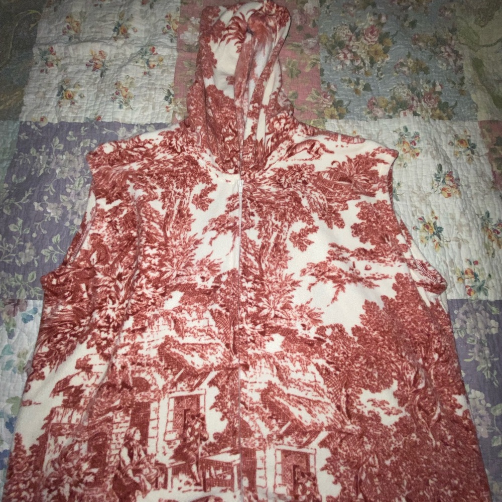 Red and White Hooded Vest